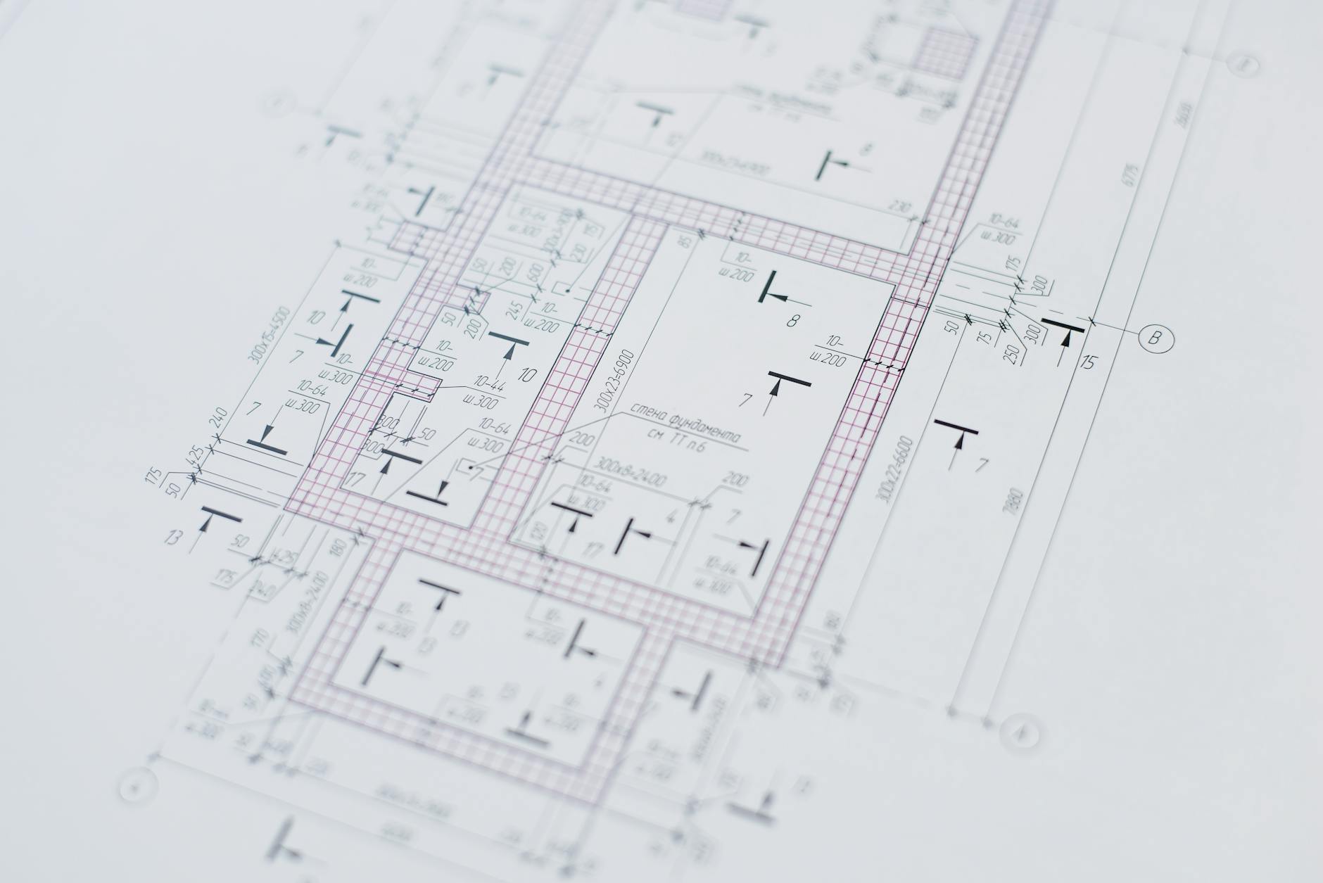 Close-up view of an architectural floor plan showcasing design creativity and layout precision.