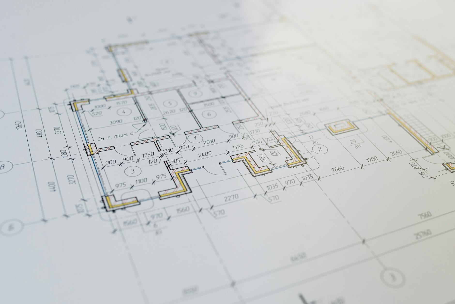 High-resolution close-up of an architectural floor plan showcasing design details.