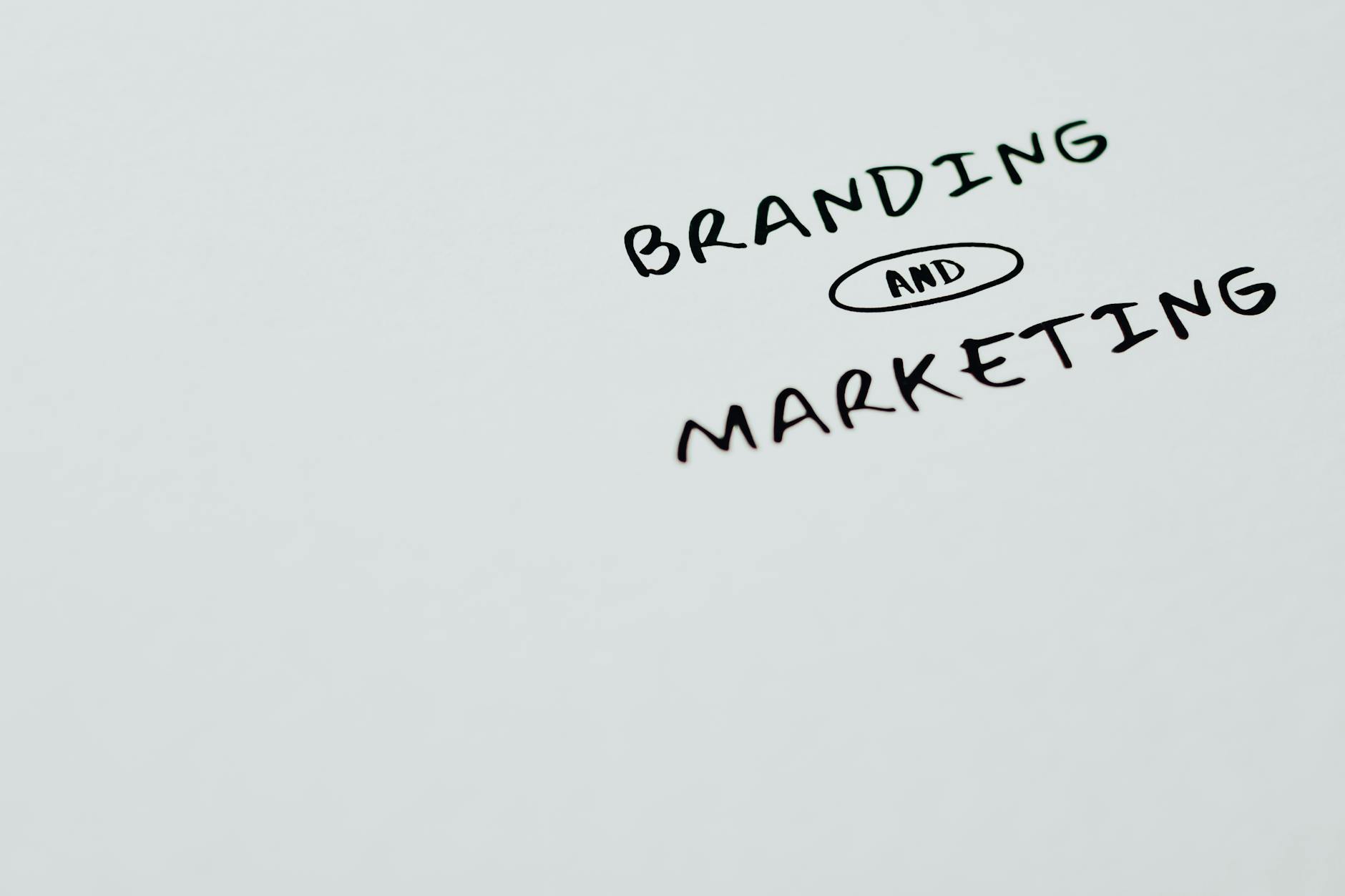 A minimalist image featuring the words 'Branding' and 'Marketing' on a white background, ideal for digital marketing the